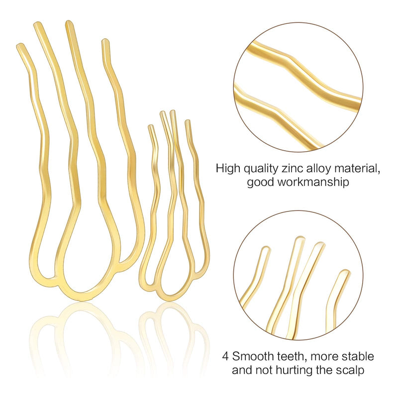 [Australia] - 10 PCS Hair Pins 4 Teeth U Shaped Hair Bun Pins Metal Hair Pins Hair Twist Pins Grip Hair Fork Hair Sticks For Buns Hair Pins Lady Style Grip Stylish Hair Accessories For Women Girls 