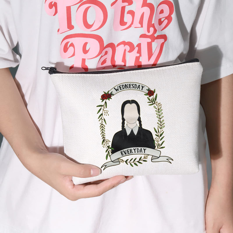 [Australia] - LEVLO Addams Family Cosmetic Make Up Bag Addams Family Fans Gif t Wednesday Addams Makeup Zipper Pouch Bag For Women Girls, Wednesday Everyday, 