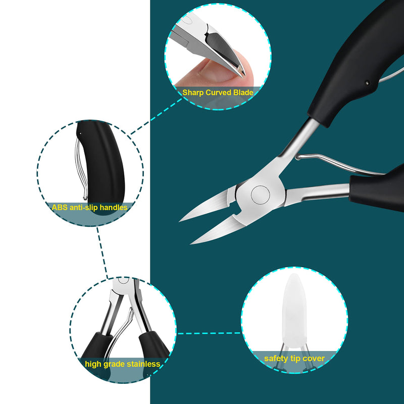 [Australia] - RAIALL 5PCS Toenail Clippers Set, Professional Pedicure Tool, Toe Nail Clipper, Nail Trimmer, Toenail Nipper, Ingrown Toenail Kit for Ingrown or Thick Nails, Suitable for Men, Women and Seniors Black 