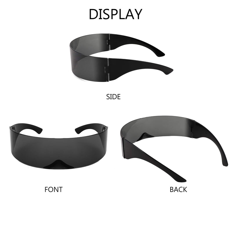 [Australia] - FEISEDY Futuristic Cyclops Cyber Punk Sunglasses Men Women Visor Futuristic Style Cosplay B2740 Black 70 Millimeters 