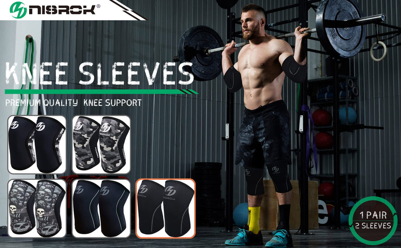 [Australia] - Knee Sleeves (1 Pair), 7mm Neoprene Compression Knee Braces, Great Support for Cross Training, Weightlifting, Powerlifting, Squats, Basketball and More X-Large Black 