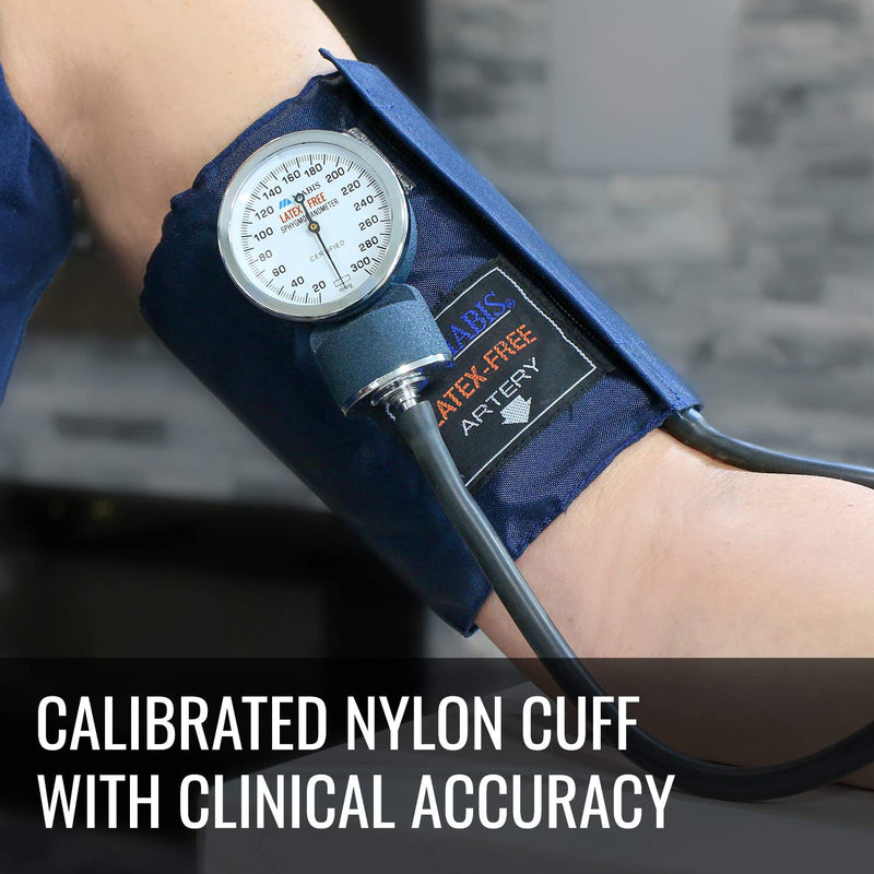 [Australia] - MABIS Precision Series Aneroid Sphygmomanometer Manual Blood Pressure Set with Calibratrated Nylon Cuff and Carrying Case, Adult Large, Latex Free 