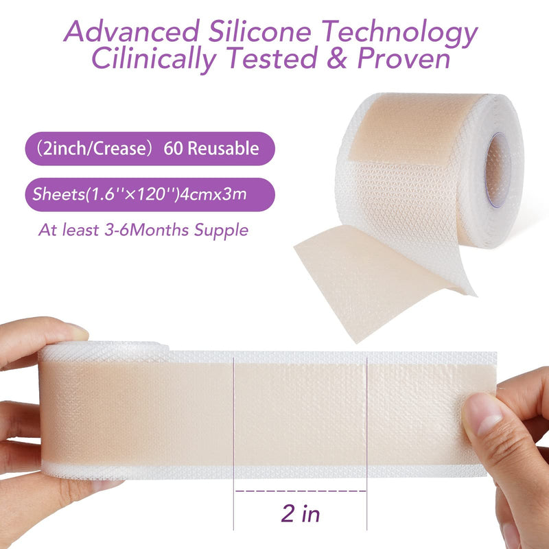 [Australia] - Silicone Scar Sheets(1.6" x 120"), Scar Tape for Scars Removal Treatment, Reusable Professional Scar Removal Strips for New and Old Scars 