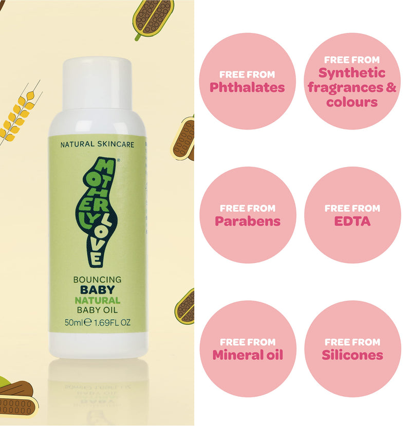 [Australia] - Motherlylove BOUNCING BABY Oil | 100% Natural & Vegan Coconut, Vit E | Gentle Nourishing Hydrating for New Borns Delicate Skin | Absorbs Readily No Residue | Made in UK Created by an Expert Midwife 50 ml (Pack of 1) 