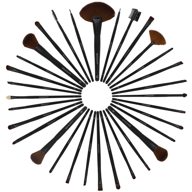 [Australia] - SHANY Professional Brush Set with Faux Leather Pouch, 32 Count, Synthetic Bristles 