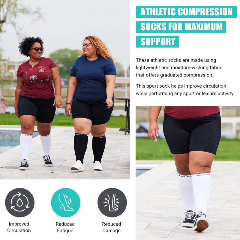 [Australia] - Mojo Athletic Compression Socks Knee Length - Medium Support 15-20mmHg Black 4XL 4X-Large 
