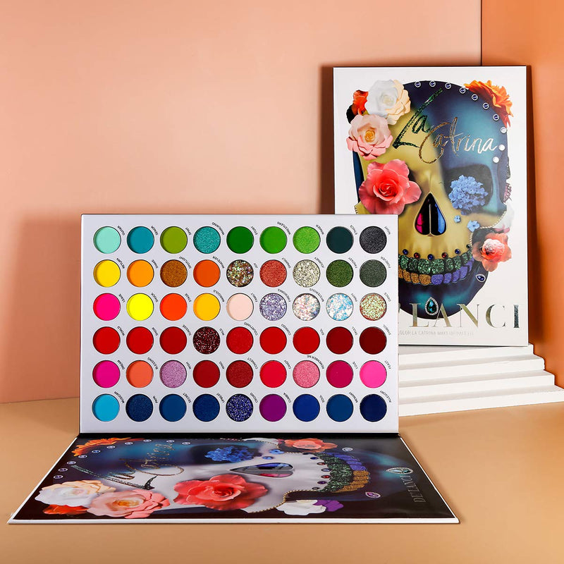 [Australia] - DE'LANCI Big Colorful Eyeshadow Palette Professional 54 Color Board Eye Shadow Bright Neon Glitter Matte Shimmer Makeup Pallet Highly Pigmented Powder Eye Shadow 