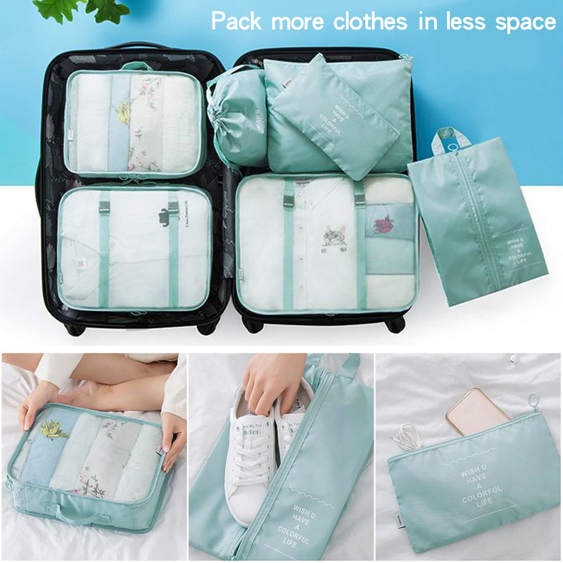 [Australia] - 7 Pcs Packing Cubes for Suitcase Lightweight Luggage Packing Organizers for Travel Accessories,Waterproof Travel Essentials Bag Light Blue-7pcs 