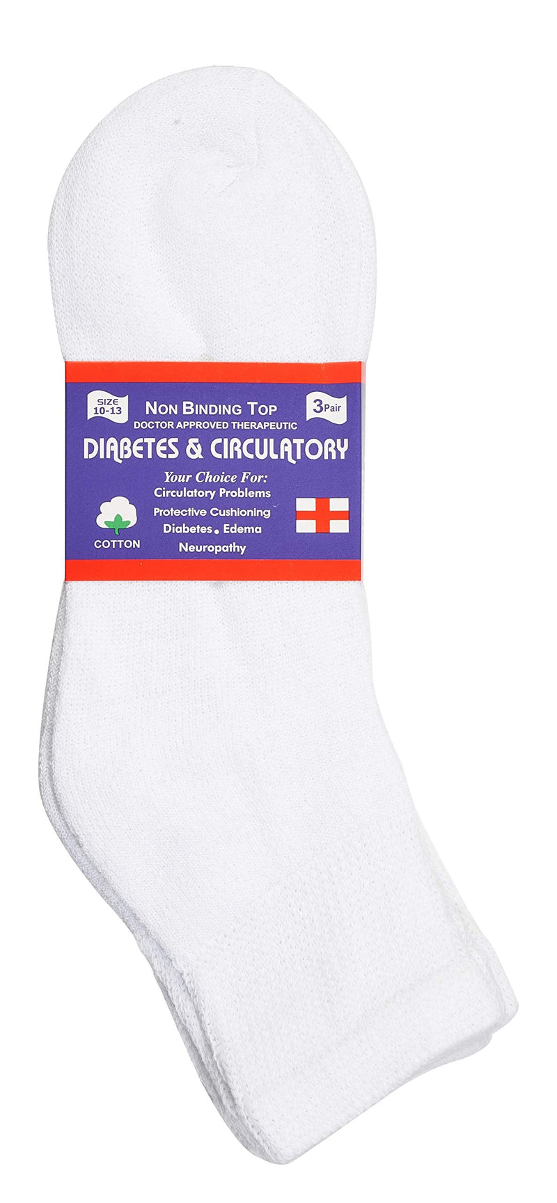 [Australia] - Special Essentials 6 Pairs Men's Cotton Diabetic Ankle Socks Black Grey White (10-13, White) 10-13 