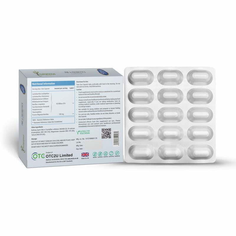 [Australia] - Pre & Probiotics Supplement (30 Capsules) Digestive & Gut Health Supplement for Men & Women - Multi Enzyme Blend for Digestion & Bloating Relief - Non GMO & Gluten Free 