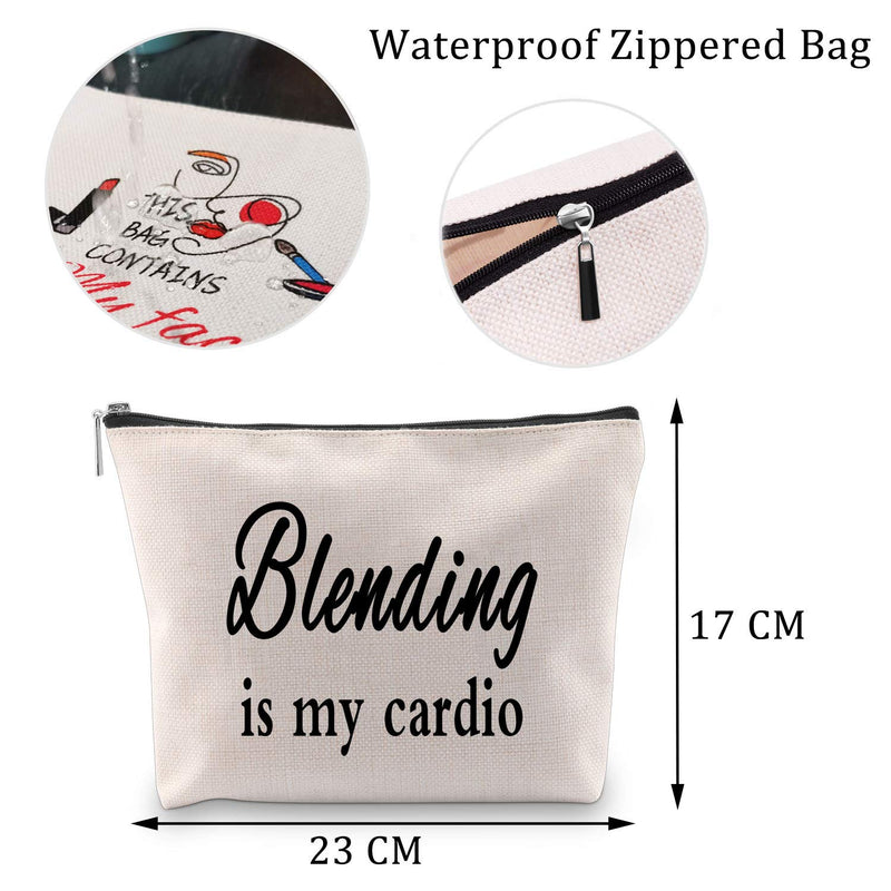 [Australia] - MBMSO Blending is My Cardio Cosmetic Bag Travel Makeup Bag Funny Makeup Artist Gifts Makeup Lovers Gifts (Cosmetic Bag) 