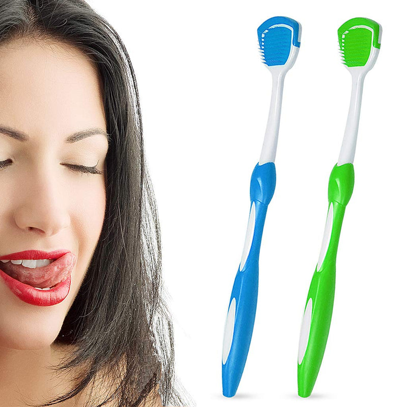 [Australia] - Tongue Brusher, 2 Pcs Tongue Cleaner Tool Orabrushes for Reduce Bad Breath and Maintain Mouth Health 2 Colors (Blue, Green) 2pcs 