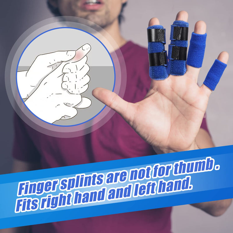 [Australia] - Trigger Finger Splint for Right and Left Hand, Mallet Finger Brace for Index Middle Ring, for Straightening Dislocated Fingers, Releasing Arthritis Pain, 2 Finger Splints and 2 Finger Sleeves Light Blue 