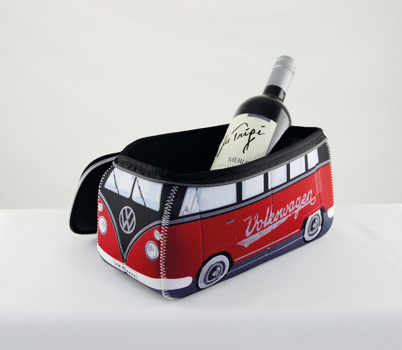 [Australia] - BRISA VW Collection - Volkswagen Samba Bus T1 Camper Van 3D Neoprene Universal Bag - Makeup, Travel, Cosmetic Bag (Neoprene/Red/Black) 