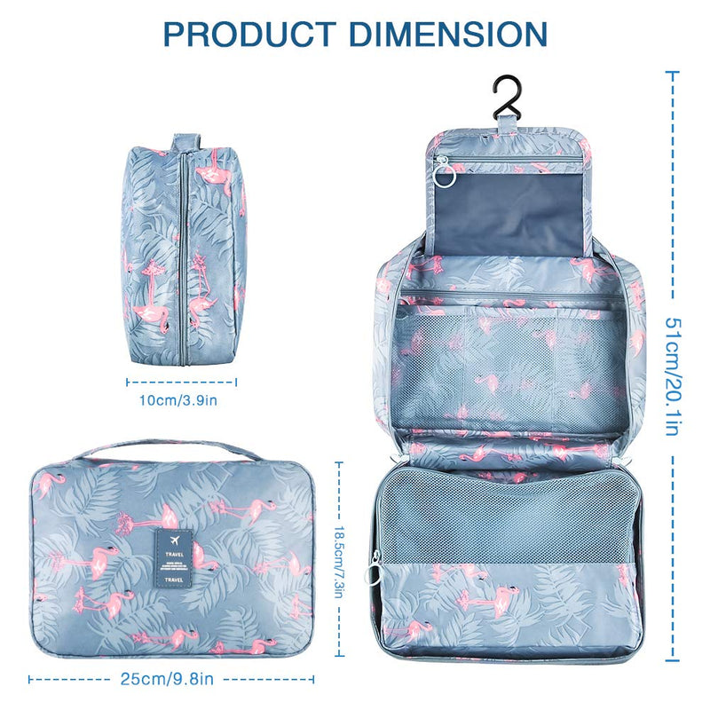 [Australia] - Hanging Travel Toiletry Bag Blibly Makeup Cosmetic Organizer Bag for Woman and Girls Bathroom and Shower Organizer Bag Waterproof (S(9.1x5.9x3.1 inch), Light Blue(Flamingo)) S(9.1x5.9x3.1 inch) Light Blue(Flamingo) 