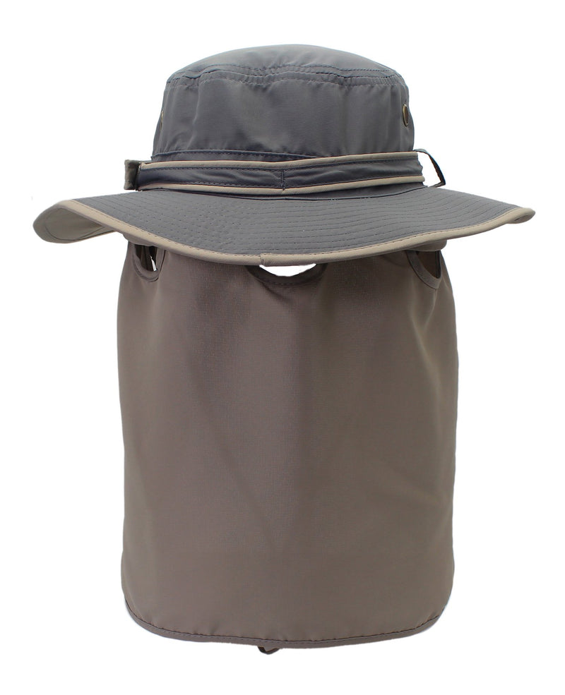 [Australia] - Home Prefer Mens Sun Hat with Neck Flap Quick Dry UV Protection Caps Fishing Hat B-gray Brim 