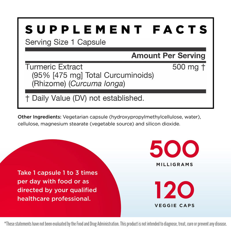 [Australia] - Jarrow Formulas Curcumin 95 500 mg - 120 Veggie Caps - Turmeric Extract to Provide Antioxidant Support - Up to 120 Servings 120 Count (Pack of 1) 