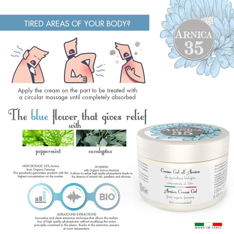 [Australia] - Dul�c Arnica Gel Cream Extra Strong 250ml Great for Muscle and Joint Massage, Even After Sports, Made in Italy with 35% Organic Arnica Montana, Cooling Effect 