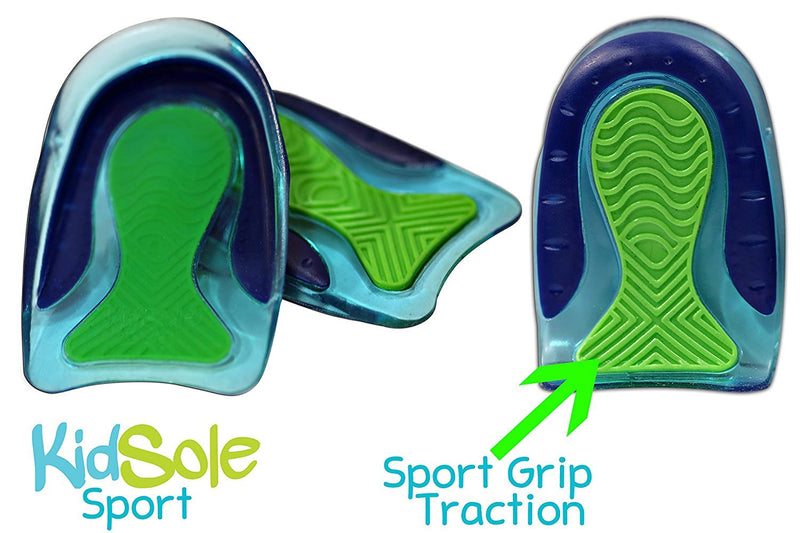 [Australia] - KidSole Sport Traction Shock Absorbing Lightweight Gel Heel Cups for Kid's with Sensitive Heels, Heel Spurs, Plantar Fasciitis, or Ankle Pain (2 Pairs, 4 Single Heelcups) (Kid's Size 3-7) Kid's Size 3-7 