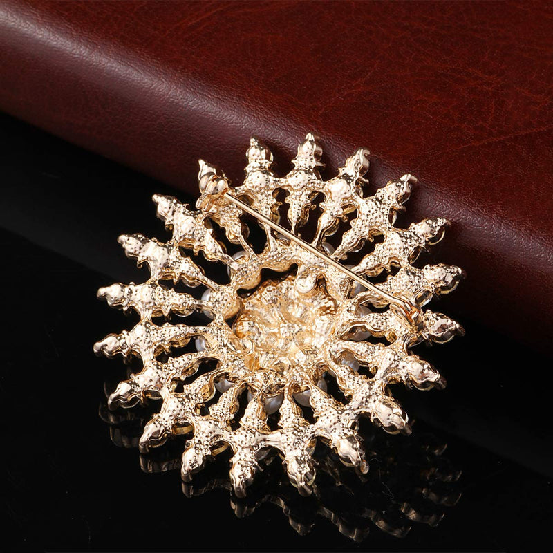 [Australia] - Merdia Brooch Pin Faux Pearl Brooches Simulated Crystal Brooch Pins Flower Brooch 