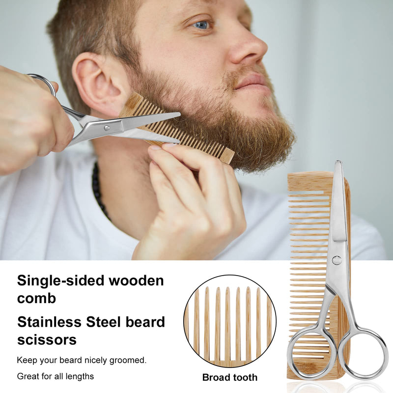 [Australia] - URAQT Beard Growth Kit, 6 Piece Beard Grooming Tools, Beard Derma Roller (0.5mm,1mm,1.5mm), Titanium Microneedle Beard Roller with Beard Brush Beard Scissors Comb for Men Beard Rapid Growth 6PCS 