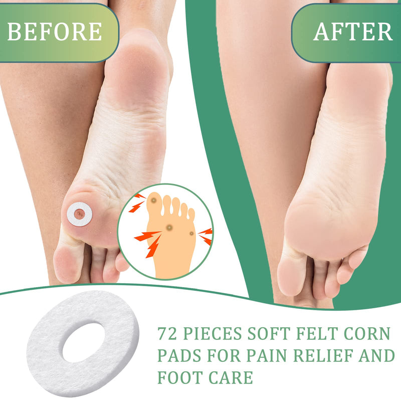 [Australia] - 72 Pieces Callus Cushions Round Callus Pads for Feet Soft Felt Callus Cushions Corn Cushions Adhesive Foot Callous Cushions for Men Women Pain Relief Foot Care 