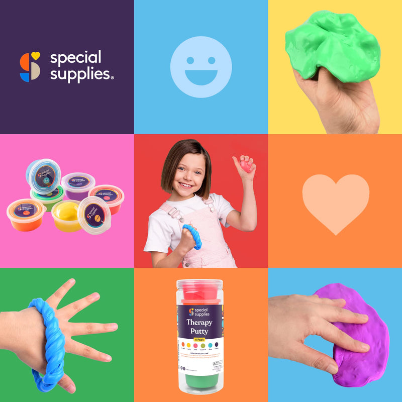 [Australia] - Special Supplies Therapy Putty for Kids and Adults - Resistive Hand Exercise Stress Relief Therapy Putty Kit, Set of 6 Strengths, 3 Ounces of Each Putty 
