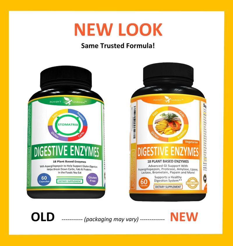 [Australia] - Digestive Enzymes 18 Plant Based Enzyme Supplements - amylase lipase bromelain Supplement, Protease, lactase Enzyme & Other Enzymes Supporting Healthy Digestion & Nutrient Absorption 60 Caps 