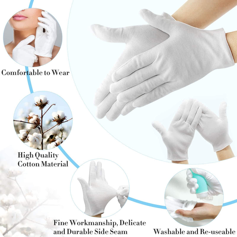 [Australia] - Cotton Gloves for Dry Hands, Paxcoo 3 Pairs White Cotton Gloves for Dry Hand Eczema Cosmetic Moisturizing Coin Jewelry Inspection Spa – Medium Size 