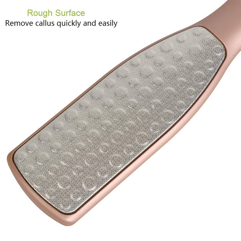 [Australia] - BEZOX Foot File, Double Sided Cracked Heel Files Callus Remover, Stainless Steel Pedicure Foot Scrubber W/Cloth Storage Bag & Gift Box Metal Foot File Rose Golden 