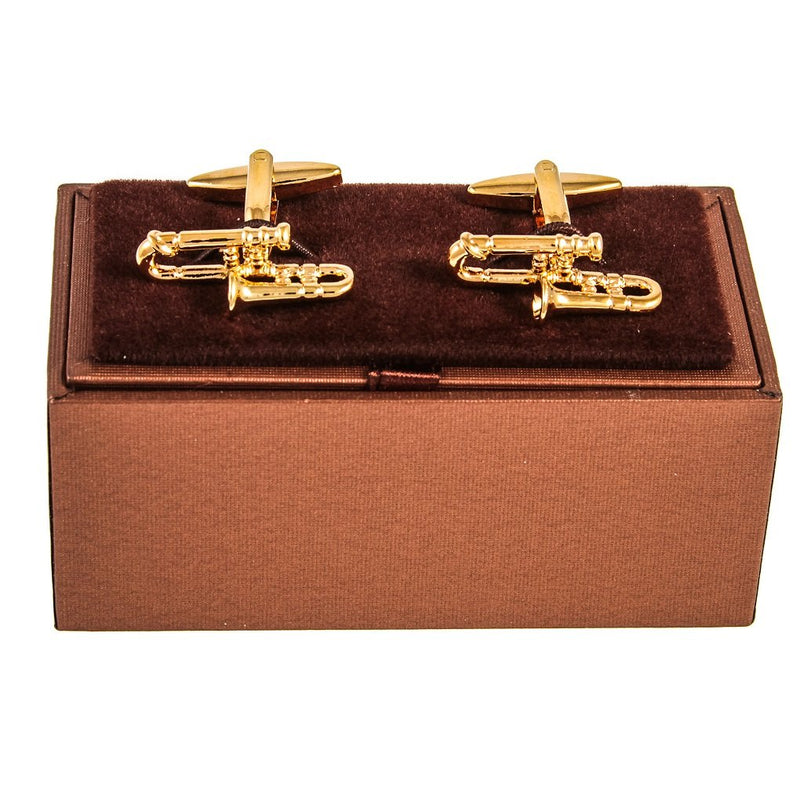 [Australia] - MRCUFF Trombone Pair Cufflinks in a Presentation Gift Box & Polishing Cloth 