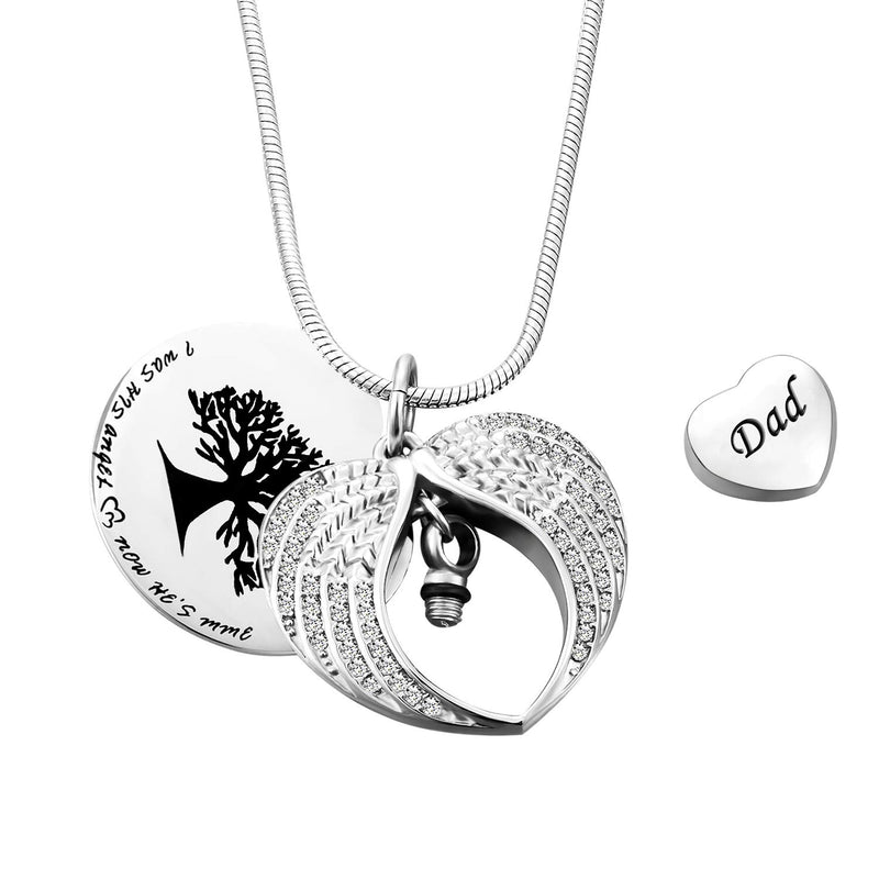 [Australia] - Unisex Angel Wing Memorial Keepsake Ashes Urn Pendant Necklace,God has you in his arms I have you in my heart Dad 