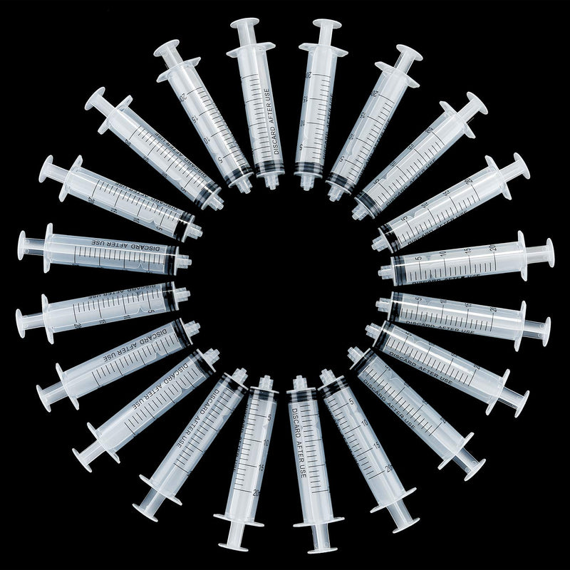 [Australia] - 20 Pack Syringe Luer Lock, Syringe Without Needle, Plastic Curved Syringes for Epoxy Resin, Craft, Scientific Labs, Feeding Pets Animals, Oil or Glue Applicator (20 ML) 20 ML 