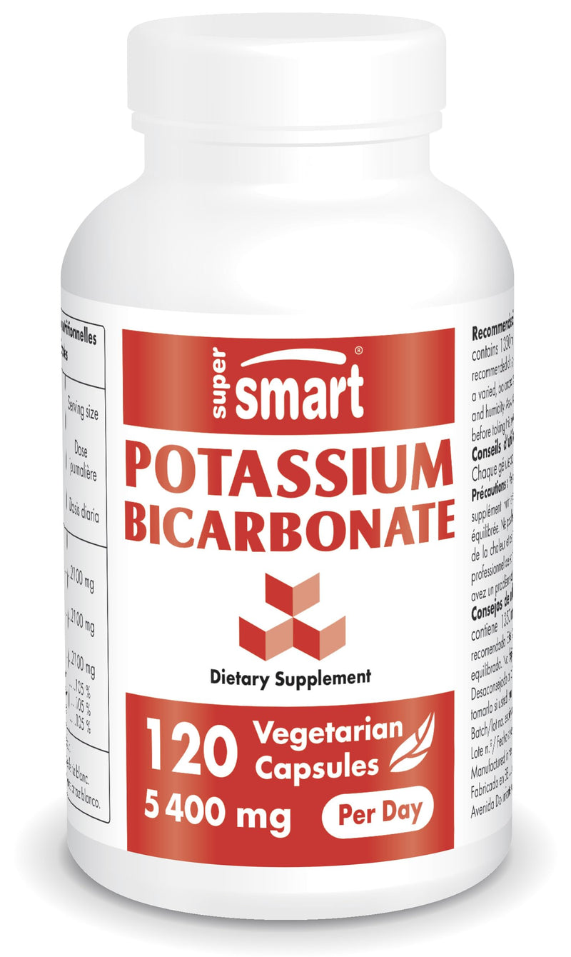 [Australia] - Supersmart - Potassium Bicarbonate 5400 mg Per Serving - for Acid-Base Balance & Healthy Cardiovascular System | Non-GMO & Gluten Free - 120 Vegetarian Capsules 