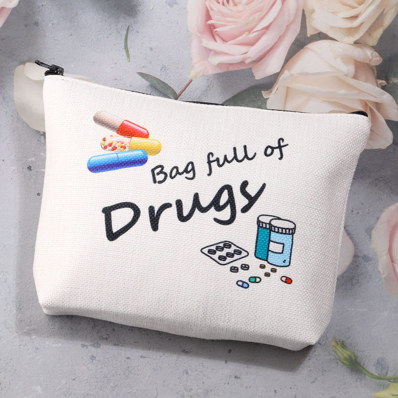 [Australia] - Bag of Drugs Zipper Pouch Makeup Bag Funny Drugs Bag Travel Drug Bag Cosmetic Bag Drug Storage Bag Pill Medicine Drug Bag Organizer Case 