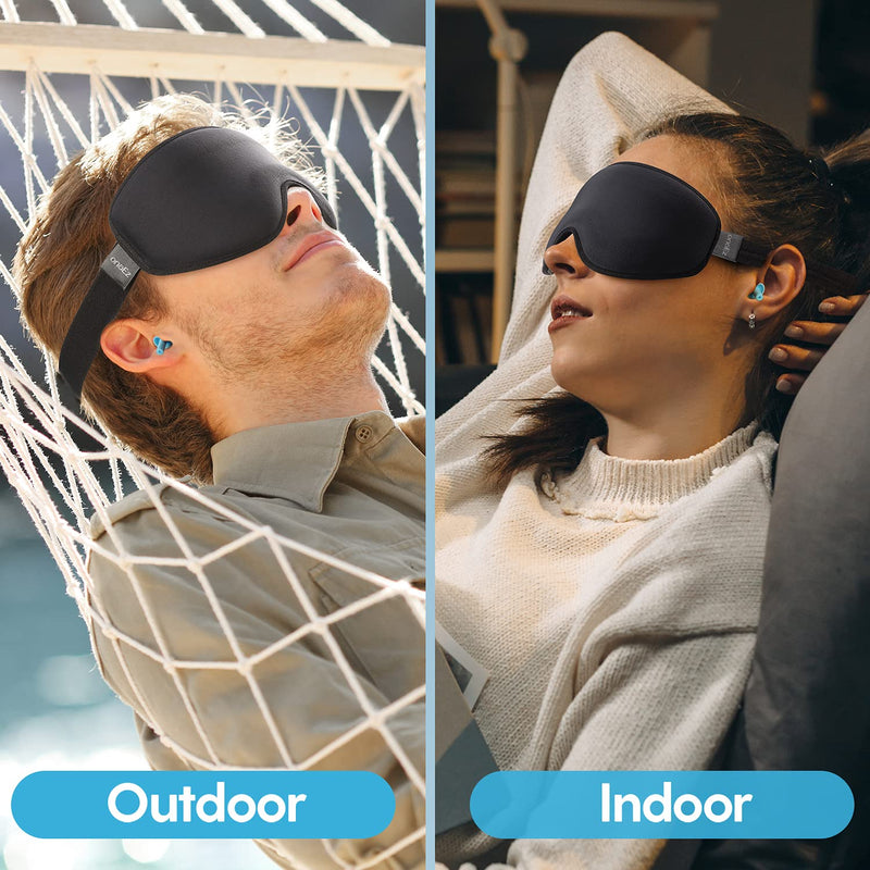 [Australia] - Sleep Mask, onaEz Women Men 2023 Upgraded Lightweight Eye Mask, 100% Light Blocking Sleeping Mask with Earplugs, Skin-Friendly ＆ Breathable Eye Cover, Night Blindfold for Travel, Nap, Sleep 
