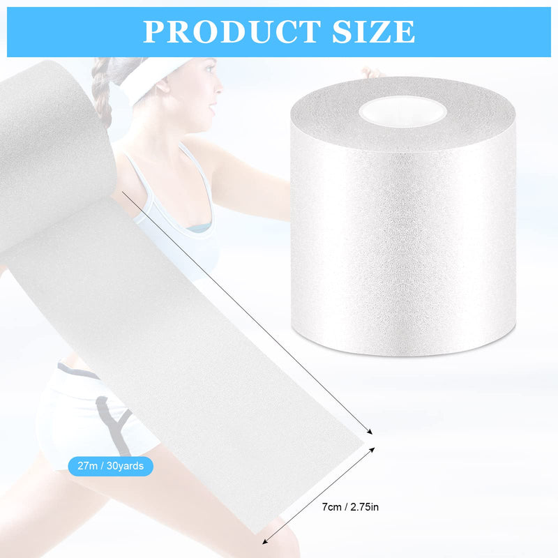 [Australia] - 30 Yards Foam Underwrap Tape Sports Pre-wrap Athletic Tape 2.76 Inch Wide Elastic Sports Prewrap Artificial Foam Underwrap for Wrist Elbow Knees Ankles (White) White 