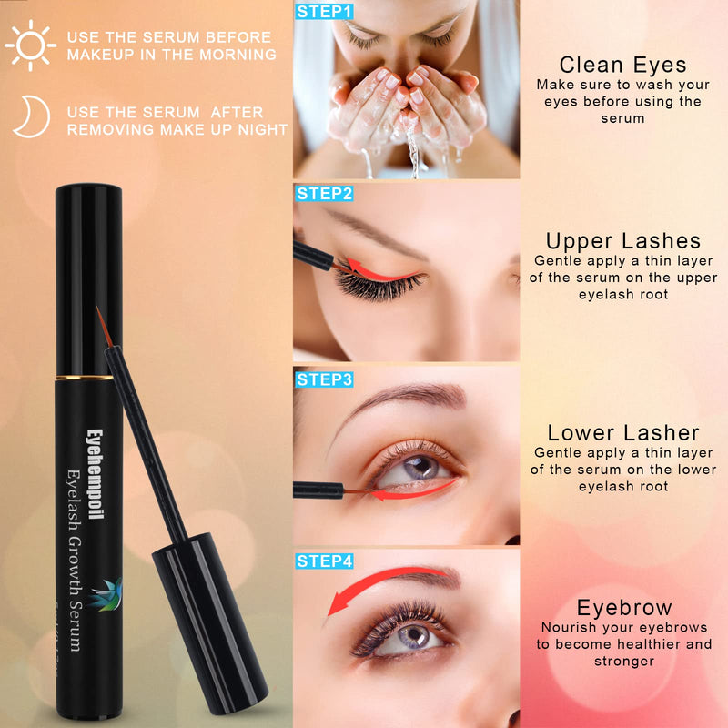 [Australia] - Eyelash Growth Serum Rapid Lash Growth Serum Natural Enhancing Moisturising Formula for Longer, Thicker, Fuller Lashes & Brows, 5ml, Black 