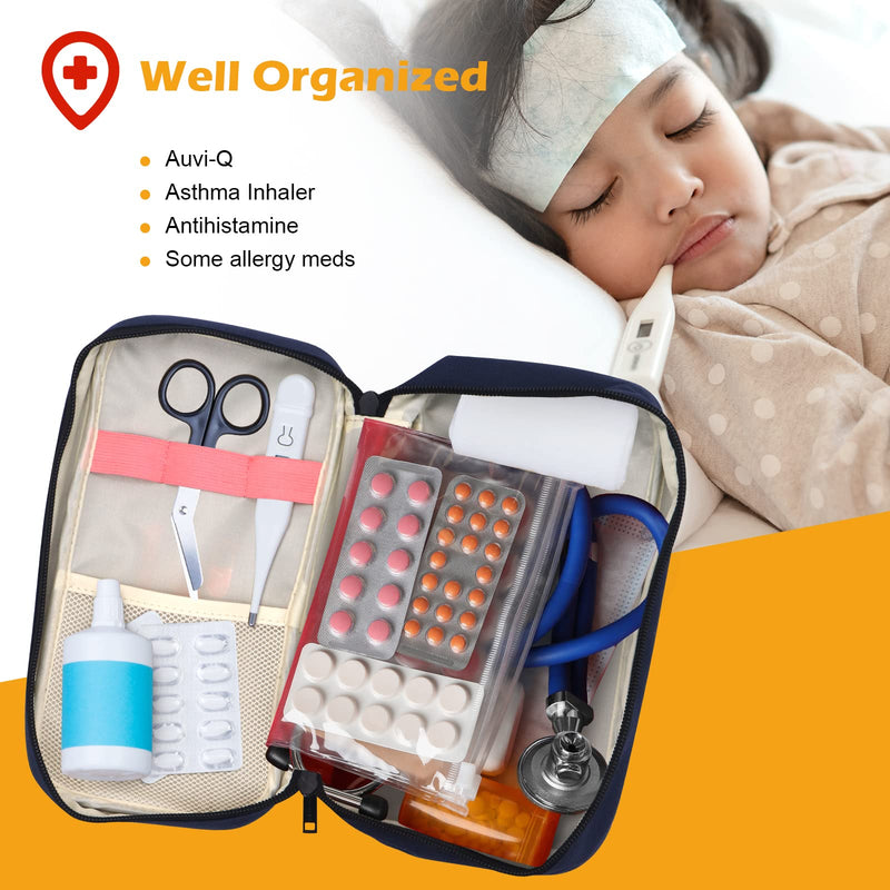 [Australia] - Portable First Aid Kit,Medical Carrying Bag Insulated,Travel Medication Organizer Bag Emergency Medical Bag for Car,Camping, Travel,Hiking,Sport,Home or Office (Navy Blue) Navy Blue 