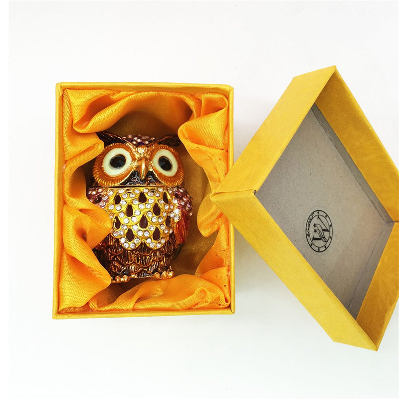 [Australia] - Waltz&F Hollow owl Trinket Box Hinged Hand-painted Figurine Collectible Ring Holder 