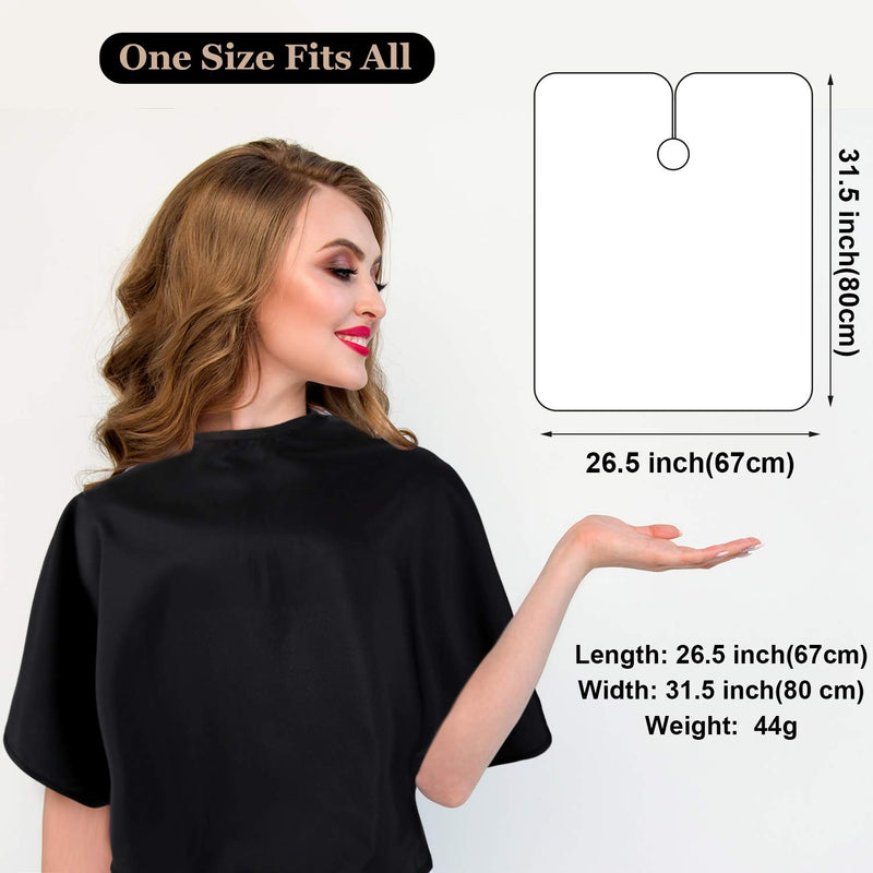 [Australia] - 2 Pieces Makeup Cape Beauty Salon Barber Bib Smock Hair Dye Coloring Shampoo Cutting Styling Cape Apron with Hook and Loop Fastener for Cosmetic Artist Hairdresser, 31.5 x 26.5 Inch (Black) Black 