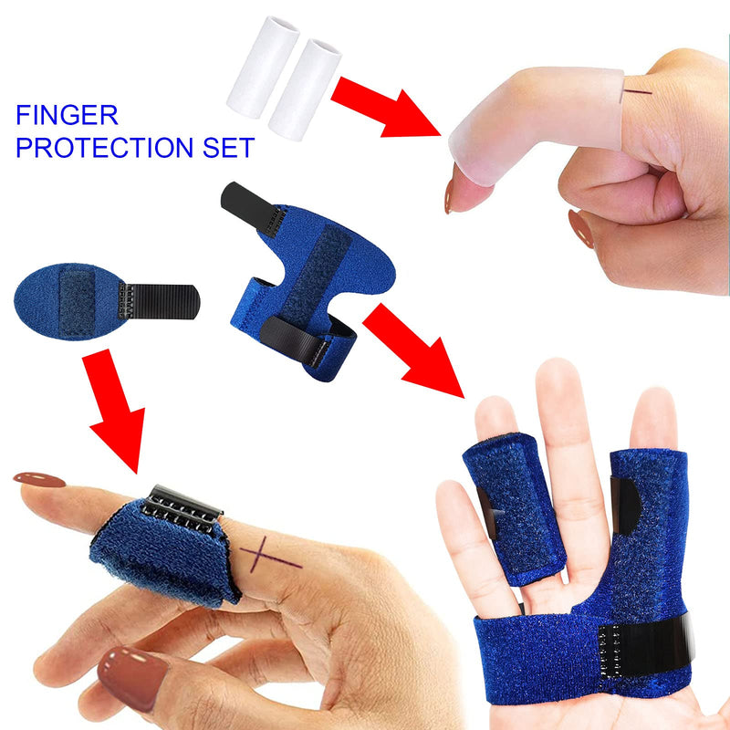 [Australia] - Reppkyh 1 Piece Trigger Finger Splint and 1 Piece Small Finger Extension Splint Trigger Finger Mallet Finger Broken Finger Post Operative Care Finger Knuckle Immobilization Injury, Blue 