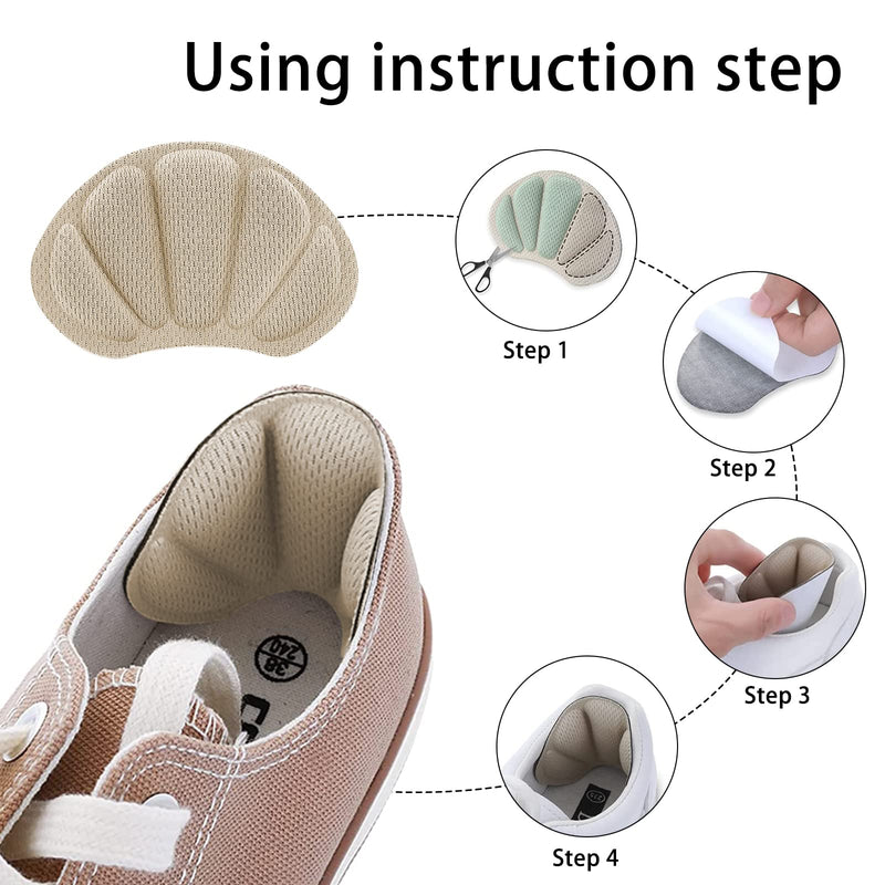 [Australia] - 2 Pairs Heel Grips Shoe, Heel Cushion Pads Set for Shoes Too Big Heel Grips Shoe Pads Inserts Liner Self (Beige) Beige 