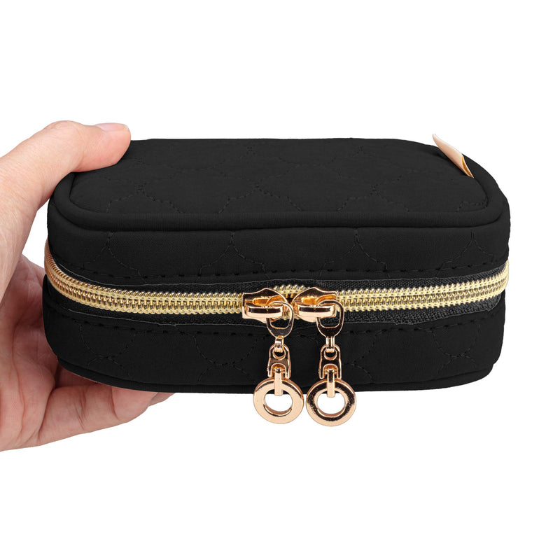 [Australia] - Teamoy Mini Jewelry Travel Case, Small Storage Organizer Bag for Earrings, Necklace, Rings and More, Black 