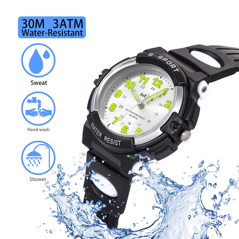 [Australia] - Kids Watch Analog, Child Quartz Wristwatch with for Kids Boys Girls Waterproof Time Teach Watches Rubber Band Analog Quartz Children Sport Outdoor Boys Kids Wrist Watches Black 