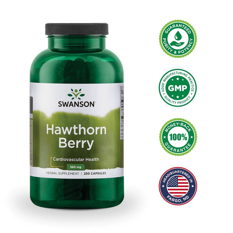[Australia] - Swanson Premium Hawthorn Berries 250 Caps, 565 mg each 1 