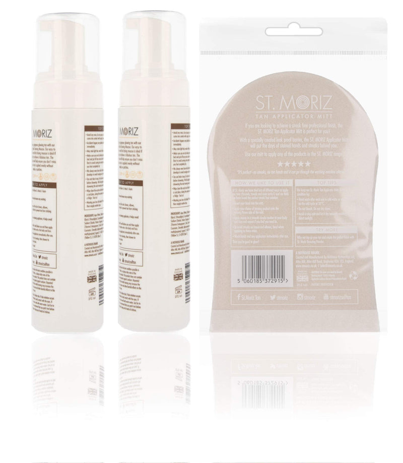 [Australia] - St Moriz Instant Self Tanning Mousse in Dark Tone with Mitt - 2 x 200 ml 