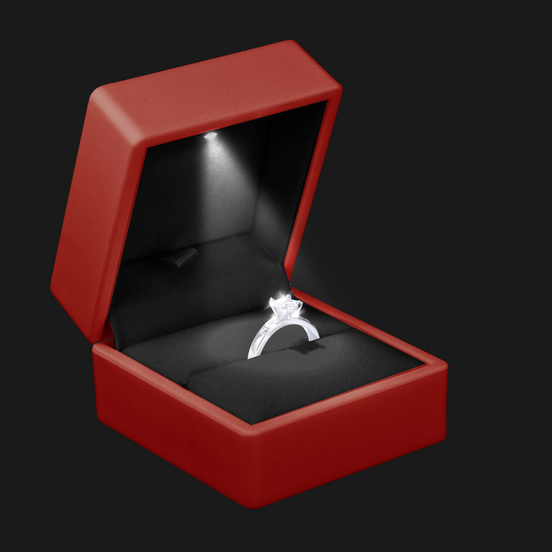 [Australia] - Noble RED Light LED Single Ring Jewelry Box Deluxe for Engagement, Proposal or Special Occasions Ring Box 