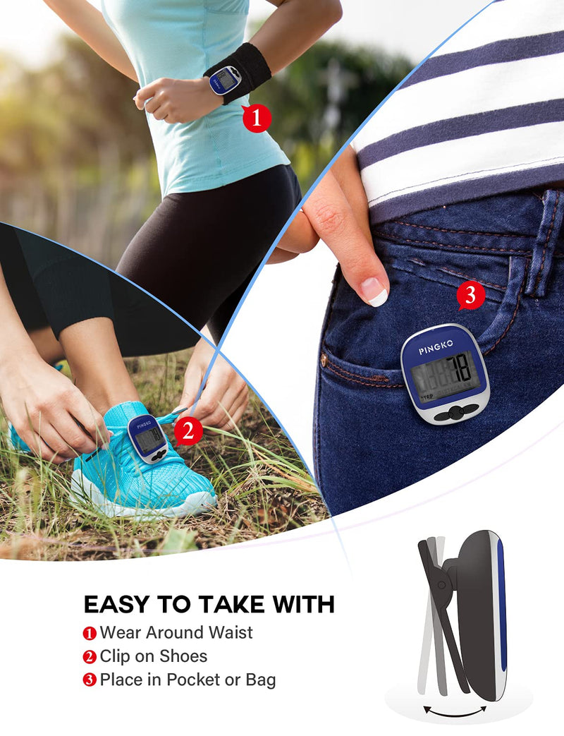 [Australia] - PINGKO Pedometer Portable LCD Step Counter with Calories Burned and Step Counting for Jogging Hiking Running Walking - Blue 