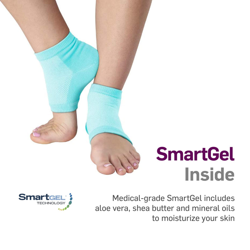 [Australia] - NatraCure Vented Moisturizing Gel Heel Sleeves - (Skin Softening Footcare Treatment Socks for Cracked Heels, Dry feet, Foot calluses, Rough Heel Socks - (608-M CAT) - Color: Aqua Blue - Size: Regular One Size (Pack of 1) 